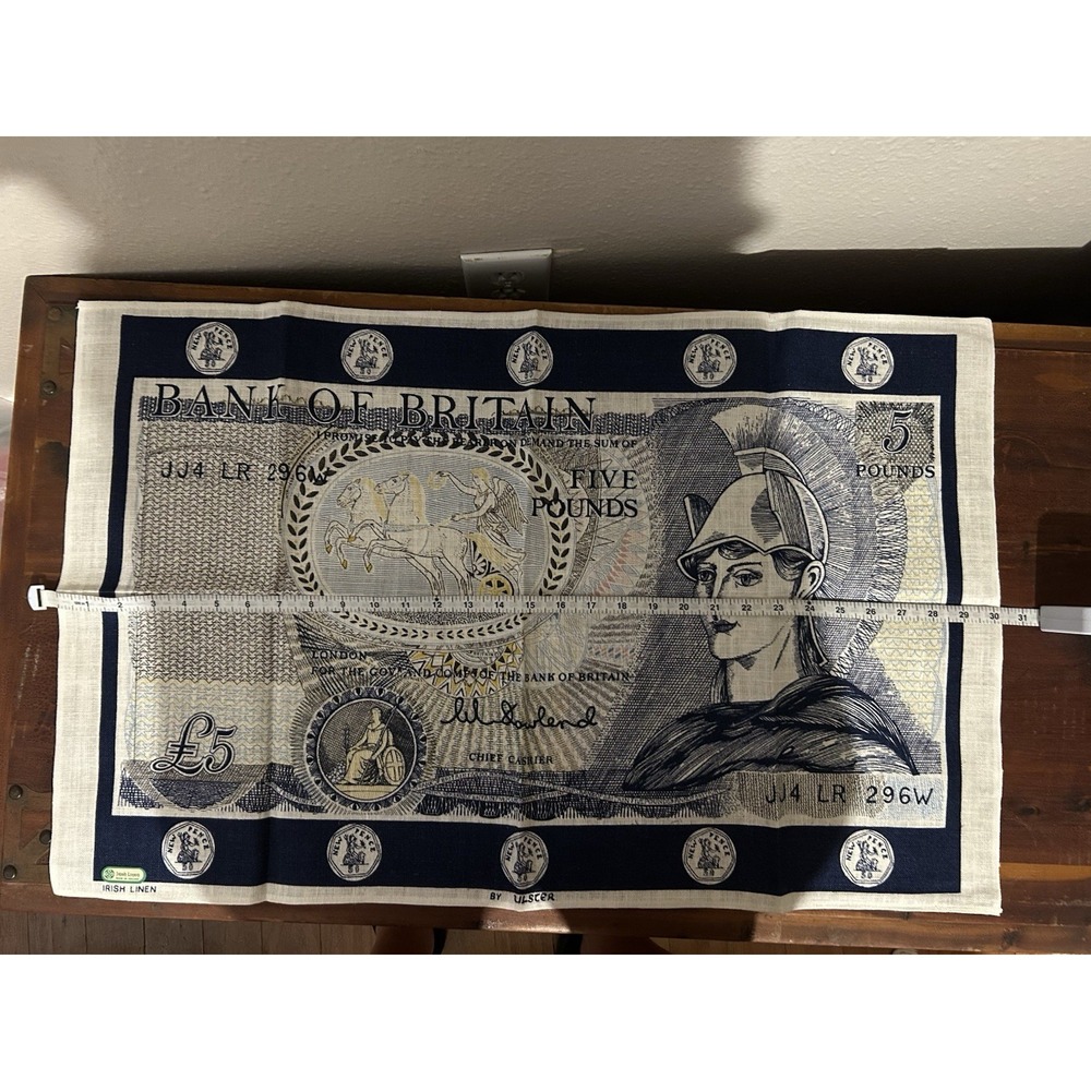 Vintage Ulster Irish Linen Tea Towel Bank of Britain- NWOT - Picture 5 of 6